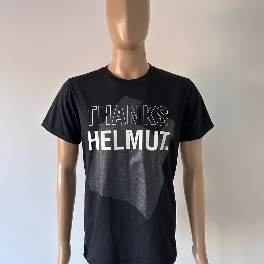 Helmut Lang Thanks Helmut Logo Graphic Black Shirt Size M
